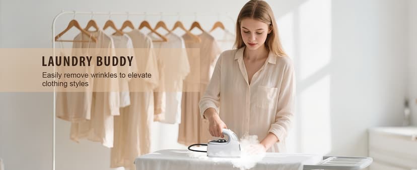 Sundu Mini Travel Iron with Steam,1000W Portable Non-Stick Soleplate Steam Samll Iron for Quilting & Sewing,300 Microsteam Holes,90ml water tank,lockable safety base,Digital Temperature Control-Silver