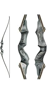 Black Hunter Takedown Recurve Bow, 60" Right Handed & Left Handed Archery Recurve Bows with Ergonomic Design for Adults Beginners to Advanced Outdoor Practice & Hunting (25-60 lbs)