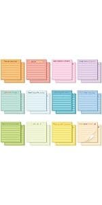 Yinder 24 Pcs Inspirational Sticky Notes with Lines Cute Motivational Sticky Notes Pad Employee Appreciation Gifts Bulk for Teacher Nurse Coworkers Office 3 x 3''(Dark Color,Appreciation)
