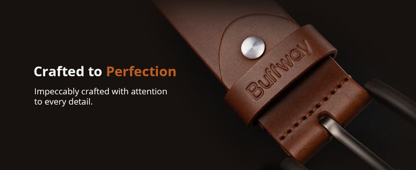 Buffway Men’s Full Grain Leather Belt – Solid One-Piece Leather, 1.5” Wide for Jeans & Business Casual, Gift Box Included