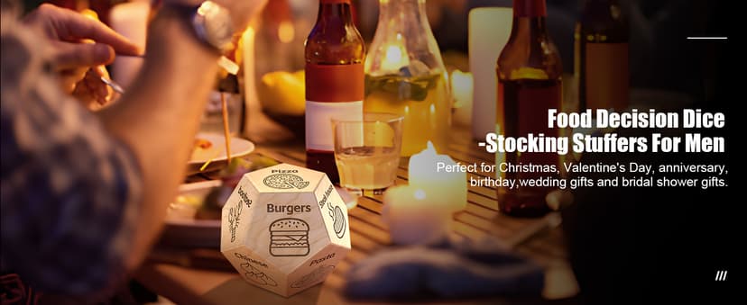 Food Dice Stocking Stuffers for Men Women Kids Adults Date Night Dice Couples Gifts for Him Her Anniversary Christmas Birthday Wedding Gifts for Men Women Him Her Boyfriend Girlfriend Husband