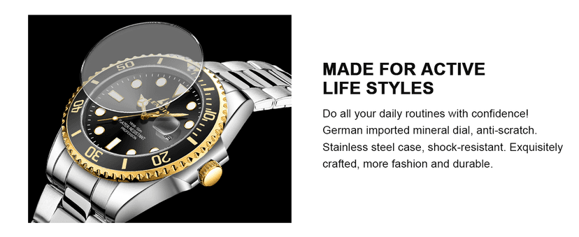 LN LENQIN Mens Watches Stainless Steel Waterproof Analog Quartz Watch for Men with Date Luminous Fashion Wristwatch