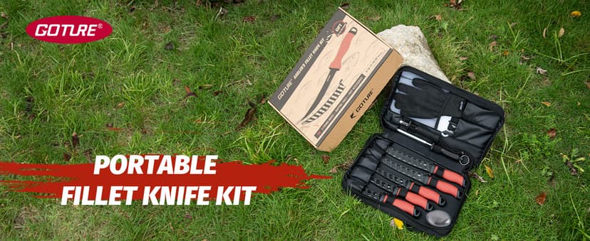 Goture Fillet Knife Fishing Kit,Bait Knife and Filet Knives with Sheath,Sharpening Rod,Fish Lip Gripper,Fishing Pliers,Cutting Board,Gloves,Stainless Steel Soap,Portable Storage Bag,Gifts for Men