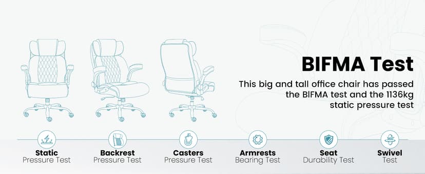 500lbs Big and Tall Office Chair Adjustable Lumbar Support for Back Pain, Extra Wide Seat Executive Office Chair Thick Armrest Pad, Heavy Duty Base&Upgraded Wheels, Ergonomic Comfy Computer Desk Chair