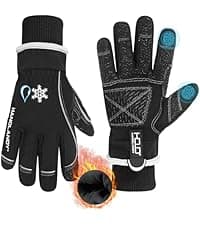 HANDLANDY Genuine Sheepskin Leather Gloves for Men Winter Driving Warm Thermal Wrist Gloves Fleece Lining for Cold Weather