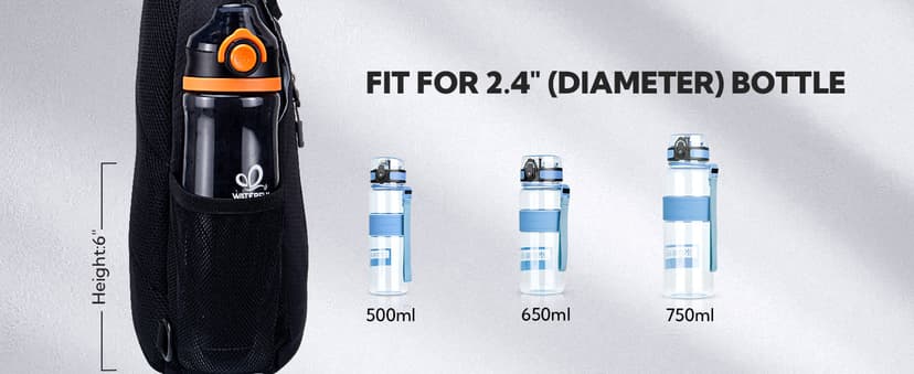 WATERFLY Crossbody Sling Backpack Sling Bag Travel Hiking Chest Bag Daypack (Black)