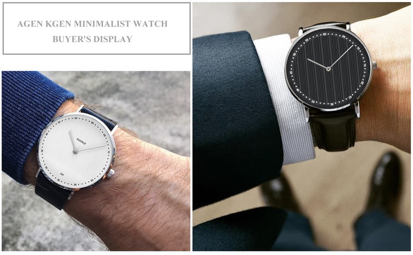 AGEN KGEN Mens Watches Ultra-Thin Minimalist Waterproof Fashion Simple Business Wrist Watch for Men Unisex Dress with Leather Band