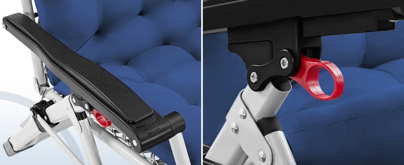 Yaheetech Zero Gravity Chair, Folding Reclining Lounge Recliner with Removable Pad & Headrest & Side Cup Holder Tray for Indoor and Outdoor Navy Blue/1