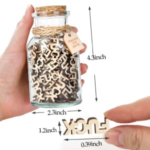 Birthday Gag Gifts for Women Men Adults Her Him, Jar of Wooden Cutout Letter Piece (5oz) - White Elephant Gifts for Friend Coworker Funny Presents Ideas for Christmas Valentines Anniversary Retirement