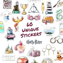 Set of Unique Sticker Decals, 5 Holograms, Waterproof, UV & Scratch Resistant, Great for Gadgets, Officially Licensed 60-Pack Conquest Harry Potter Watercolor Vinyl Stickers B08GNBGSD2