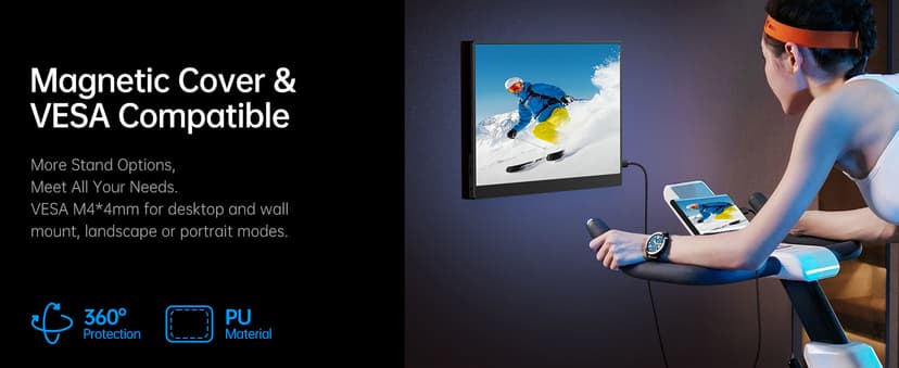 VILVA Portable-Monitor-for-Laptop - 15.6'' 1080P FHD IPS Display USB-C HDMI Portable Monitor for Laptop with Cover and Speakers External Monitor for Laptop/PC/Mac/Phone/Xbox Switch/PS4/