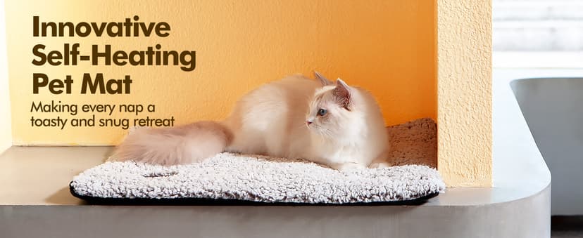 Self Warming Cat Bed Self Heating Cat Dog Mat 24 x 18 inch Extra Warm Thermal Pet Pad for Indoor Outdoor Pets with Removable Cover Non-Slip Bottom Washable Non Electric