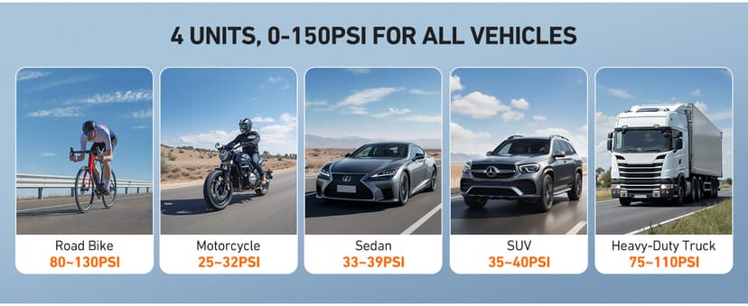 AstroAI Digital Tire Pressure Gauge 0-150PSI Calibrated to ANSI B40.7 +/-1PSI, Accurate in 0.1 Increments, 4 Units for Car Truck Bicycle with Backlight LCD, Silver