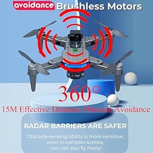 Lozenge Drones 360° Obstacle Avoidance Brushless Drones with Camera for Adults 4K GPS Smart Follow Auto Return Long Battery Life Quadcopter Big Size L900 HJ90 3 Battery Black Carbon Fiber Pattern