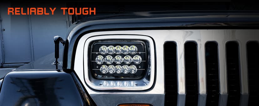 TRUE MODS 7x6 5x7 H6054 Black LED Headlights H4 Sealed Beam Replacement Lamp for Jeep Wrangler YJ Cherokee XJ Chevy Express Blazer S10 Van GMC Savana Ford Econoline E150 Nissan D21 Toyota Pickup Truck
