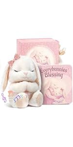Baptism Gifts for Girl, Catholic Christening, Baby Dedication & Baptismal Gift Set for Baby Girls & Kids - with 9" Musical Praying Lamb Plush Toy & God's Little Blessing Book in Keepsake Box