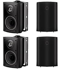 Herdio 6.5 Inch 800W Outdoor Bluetooth Speakers Wired Waterproof with Multifunctional Amplifier, Wall Mount Speaker for Patio Home Poolside Deck Backyard(2 Pairs,Black)