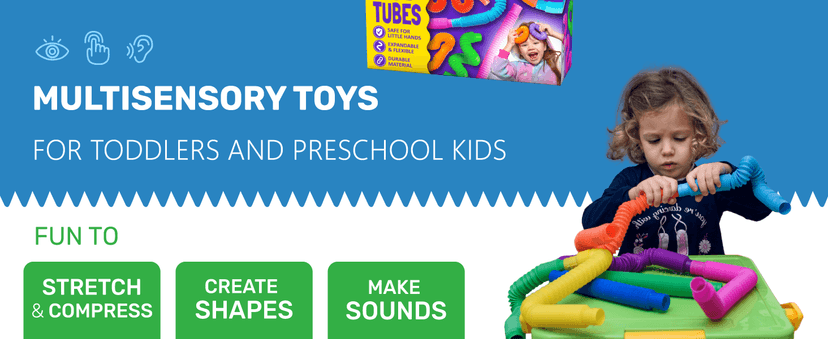 Nutty Toys Pop Tubes - Sensory Toys - Endless Creativity & Fun for Kids and Toddlers |8 Pack Large| - Connect & Pop! Top ADHD Autism Fidget 2025, Best Boy & Girl Christmas Stocking Stuffers Gift Idea