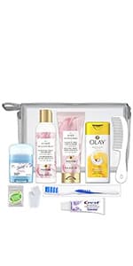 Convenience Kits International Men’s Premium 20-Piece Kit with Travel Size TSA Compliant Essentials, Featuring: Dove Men & Care Products in Brown Dopp Bag