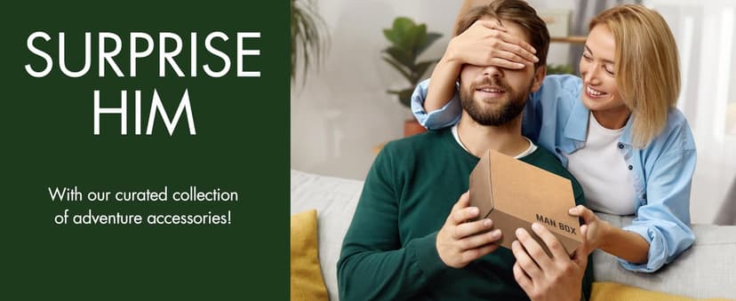 Man Box, Gift Box for Men- Birthday Gifts for Men, Mens Gift Basket, Gifts for Him- Cool Camping Gift Sets for Guys, Son, Brother, Boyfriend, Dad, Husband, Male, Friend