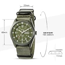 Infantry Mens Military Watch, Vietnam Style Field Watches for Men, Tactical 12/24H Military Time Analog Watch, Waterproof Day Date Quartz Wristwatch w/Green Nylon Band, Work Watch for Man
