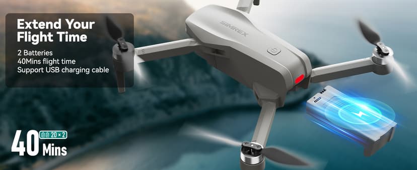 SIMREX 4K FPV Drone with Brushless Motor for Beginners & Teens — 40-Min Flight, Optical Flow Positioning, Gesture Control & VR Mode, Foldable Camera Drone Gift for Kids Ages 8+(Gray)