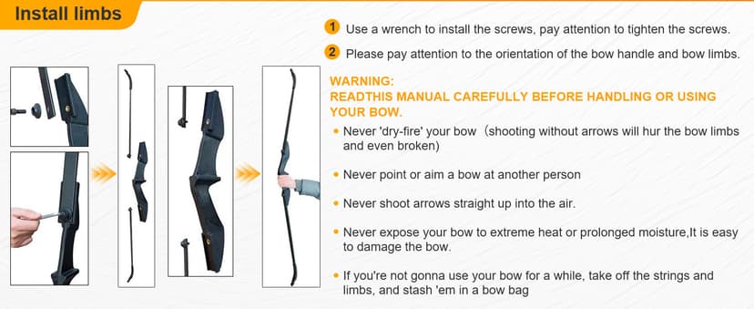 TOPARCHERY Archery 57" Takedown Youth Recurve Bow Hunting Black Long Bow for Beginner Teenagers Right Left Hand Black - Draw Weight 20lbs 30lbs 40lbs