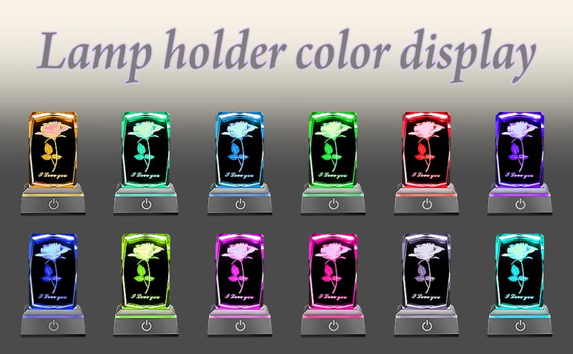 hochance 3D Rose Crystal Night Lamp with Adjustable LED Multicolor Lights for Girlfriend, Wife - Valentine's Day, Anniversary,Birthday Presents, Christmas Gifts for Her