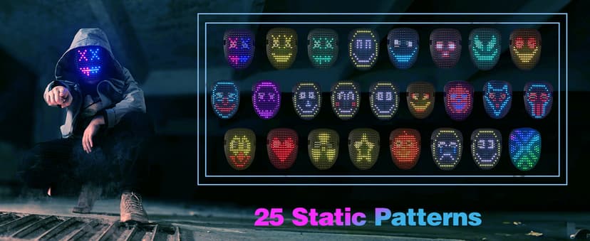 50+ Glowing Patterns for Halloween Costume, Christmas Cosplay, Birthday Party, Adjustable Strap Fits Kids Boys Teens Ages 5+ MOYACA Led Mask Light up Mask Gesture Sensing, Kids Cool Toys Men Boys Gift B09ZY7WY8P