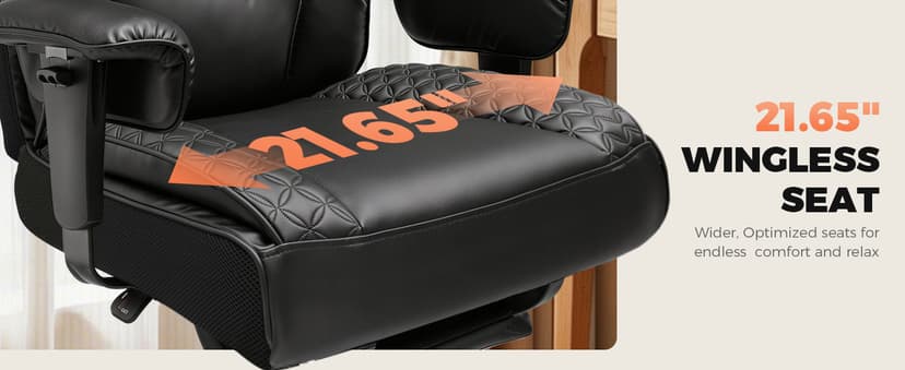 COMHOMA Big and Tall Office Chair with Upgrade Footrest, Heavy Duty Gaming Chair High Back Executive Chair with Spring Lumbar Support for Lower Back Pain Relief, 150°Reclining Adjustable Armrests