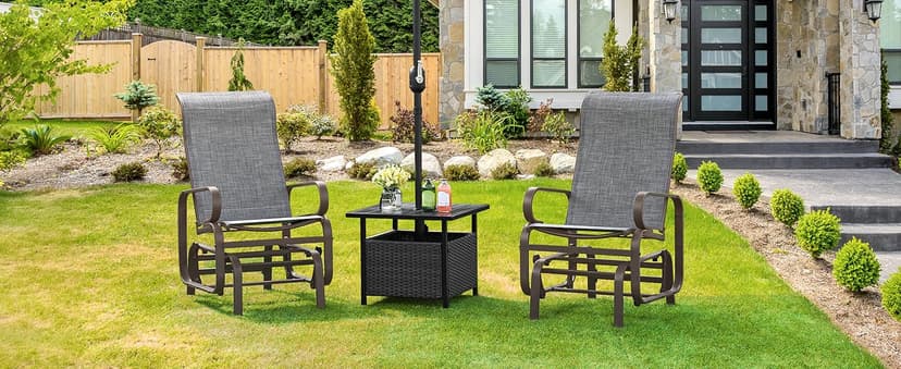 Yaheetech Outdoor Patio Glider, Rocking Lounge Chair with Sling Fabric and Steel Construction for Porch Patio Balcony Set of 2