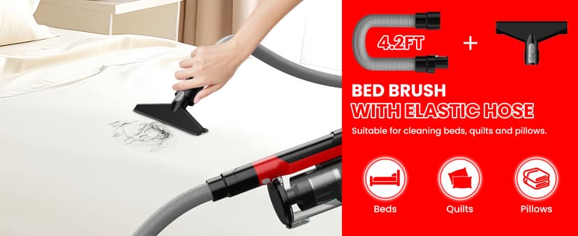 ZEXAPE Cordless Vacuum Cleaner for Milwaukee M18 Battery, 7-in-1 Lightweight Stick Vacuum with HEPA Filter, 35KPA Suction, 350W Brushless Motor, 3 Modes for Floor, Carpet, Car(Battery Not Included)