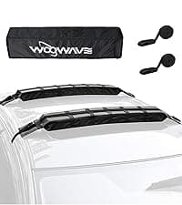 WOOWAVE Folding Kayak Soft Roof Rack Pads Universal Kayak Carrier Car Rack with 4 Tie Down Straps, 2 Tie Down Rope, 4 Carabiner, 2 Quick Loop Strap and Storage Bag for Canoe/Surfboard/Paddleboard/SUP