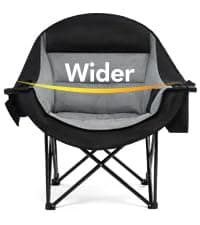 Oversized Camping Chairs for Adults - Heavy Duty Padded Outdoor Folding Lawn XL Camp Chair with Cup Holder Cooler Pockets for Outside Sports Beach Fishing Garden Portable Supports 500lbs, Black