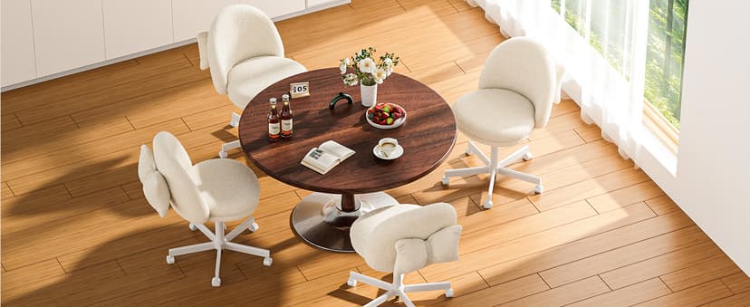 GTPLAYER Velvet Tall Office Chair with Wheels Vanity Chairs with Back, Versatile Height Use: Office to Bar Stools Small Ergonomic Comfy Armlees Computer Desk Chair with Bow Lumbar Pillow for Gift