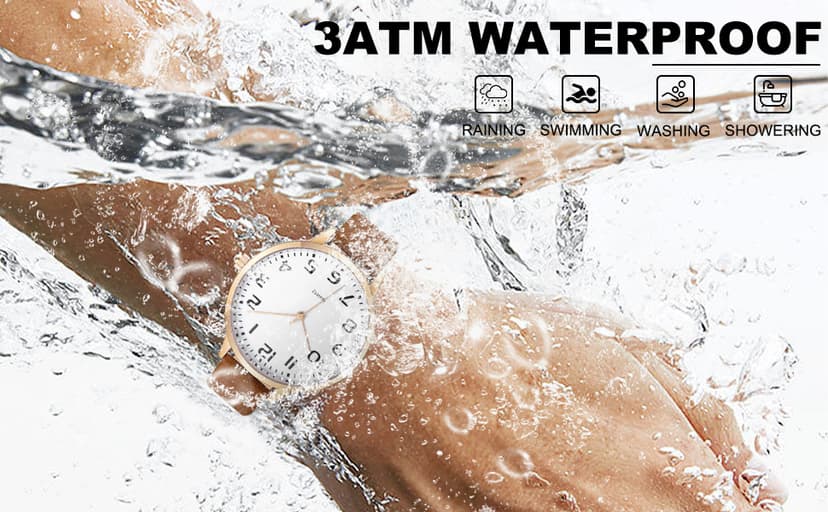 TWOPTION Women's Dainty Analog Leather Dress Watch for Small Wrists, Ladies Waterproof Watches for Women, Reloj para Mujer