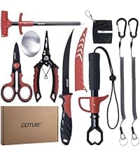 Goture Fillet Knife Fishing Kit,Bait Knife and Filet Knives with Sheath,Sharpening Rod,Fish Lip Gripper,Fishing Pliers,Cutting Board,Gloves,Stainless Steel Soap,Portable Storage Bag,Gifts for Men
