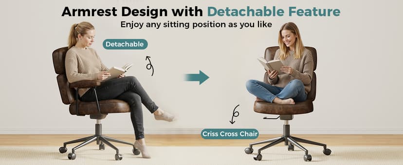 OLIXIS Ergonomic Home Office Desk Chair, PU Leather Computer Chair with Lumbar Support Adjustable Height Rolling Swivel Executive Task Armrests Chair, Modern Brown