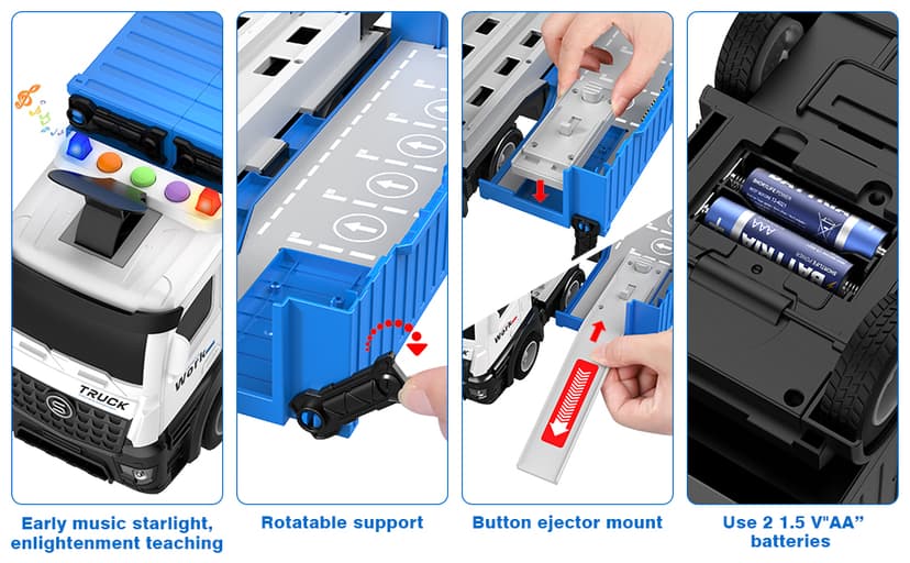 Carrier Truck Race Track Toddlers Toys, Foldable 3 Layer Track Playset, Toy Truck Transport Car Carrier & 8 Race Cars, Truck Car Kids Toys Xmas Gifts for Age 3 4 5 6+ Years Old Boys Girls