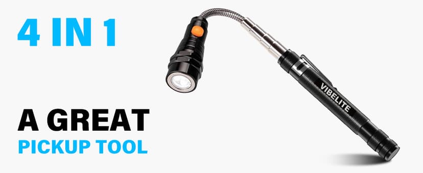 VIBELITE Extendable Magnetic Flashlight with Telescoping Magnet Pickup Tool-Cool Gadget Birthday for Men, Dad, Husband, Him, Father, Mechanic,Tech, Handyman, Boyfriend, Women, Black