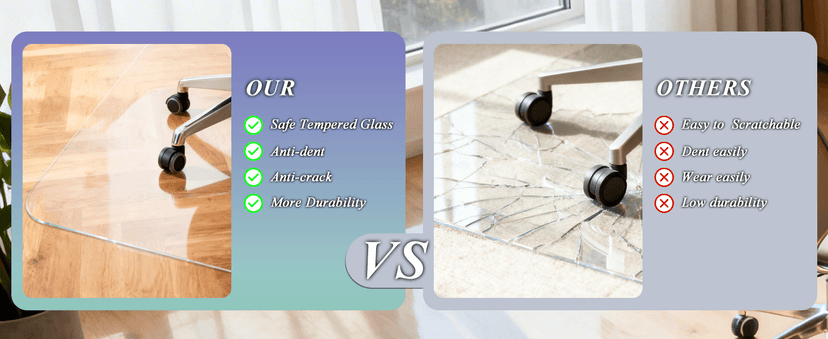 Vicwe Glass Chair Mat for Carpet,32"x48" Tempered Glass Office Chair Mat,1/5" Thick Glass Chair Mat with Rounded and Polished Edges,Smooth Glide for Carpet & Hardwood Floor Protection