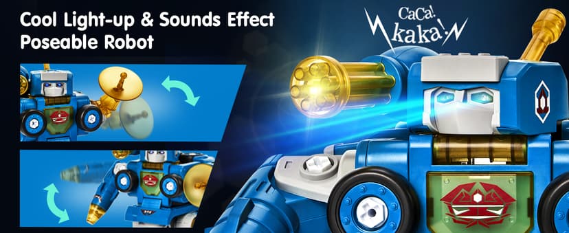 hahaland Toys for 5 Year Old Boy Birthday Gift - STEM Boys Toys for 6 Year Old Boy Age 6-8 Years, 5 in 1 Building Take Apart Trucks Transform to Robot, Kids Ages 5-7 Christmas Stocking Stuffers Gifts