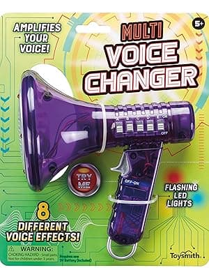 Toysmith Tech Gear Multi Voice Changer – Megaphone Toy with 8 Voice Effects and LED Lights – Fun Outdoor Toy for Kids Ages 5+ – Cool Gag Gifts or Birthday Gift Idea – Colors May Vary, Battery Included