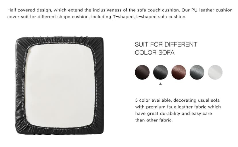 Yates Home PU Leather Couch Sofa Cushion Slipcover Water-Proof Elastic Chair RV Seat Covers Loveseat Sofa Furniture Protector Slip Cover for Settee Seater Replacement in Living Room(Sofa, Black)