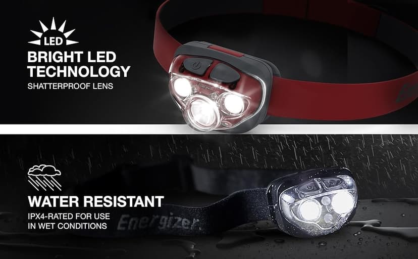 Energizer LED Headlamp PRO (2-Pack), IPX4 Water Resistant Headlamps, High-Performance Head Light for Outdoors, Camping, Running, Storm, Survival LED Light for Emergencies (Batteries Included)