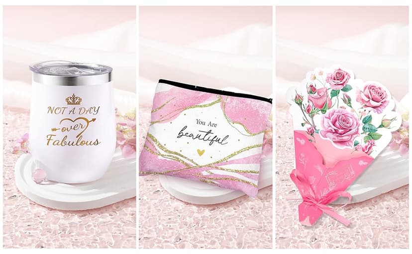 Birthday Gifts for Women, Happy Birthday Gifts Basket for Women Self Care Gift Get Well Soon Gifts, Rose Relaxing Spa Gift Basket with Beach Towel, Woman Birthday Gift for Sister Coworker Her Bestie