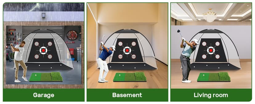 Golf Net with Practice Mat,Golf Hitting Aid Nets 10x7FT for Backyard Driving Chipping Training Swing with Target Mat Balls for Outdoor Indoor,Gifts for Men Dad Him and Golfer