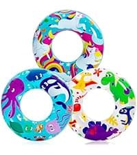 JOYIN Inflatable Swim Tube Raft (3 pack) with Summer Fruits Painting, Pool Toys for Swimming Pool Party Decorations