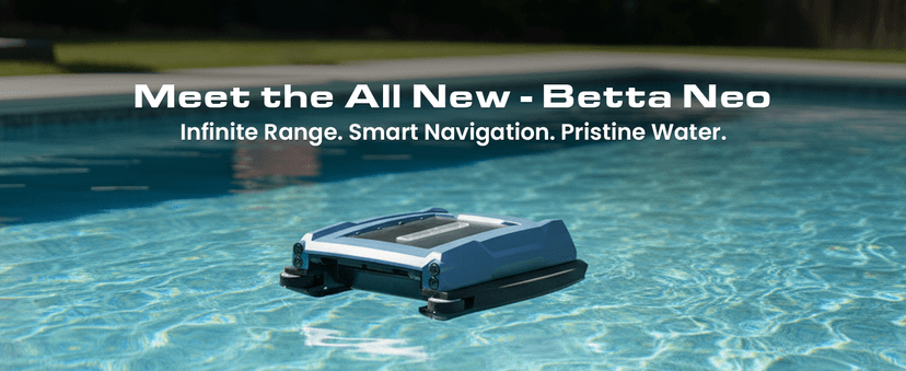 Betta Neo Solar-Powered Robotic Pool Skimmer with App Control & Ultra Long-Range Gateway System, Weather-Adaptive & Scheduled Cleaning, Dual Charging Options, for In-Ground & Above-Ground Pools (Blue)