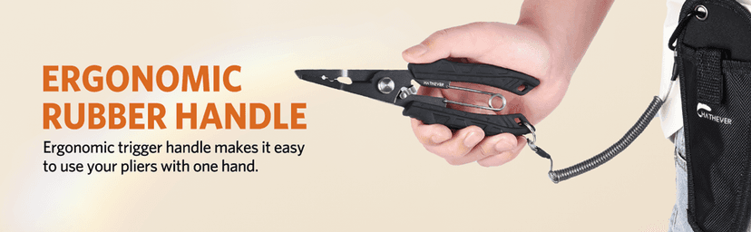 Hathever Saltwater Fishing Pliers, Split Ring Pliers for Fishing with Safety Lock, Fish Pliers with Sheath and Lanyard, Fishing Gifts for Men
